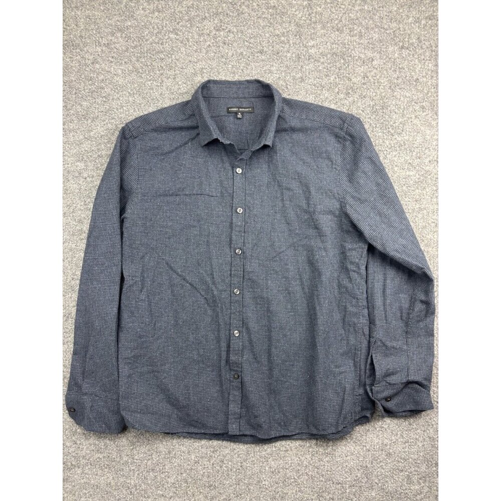 Robert Barakett Button Up Shirt Men's XL Blue Houndstooth Long Sleeve Collared